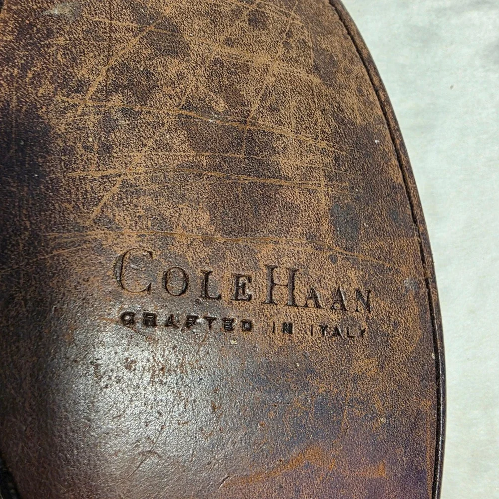 Vintage Cole Haan Country Boat Shoes Loafers Brown Leather Italian Mens 8.5 D